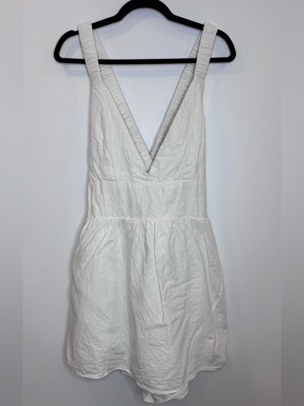 ABERCROMBIE & FITCH Women's Linen Scrunchie Strap Skort white Cross Back XL
